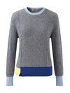 COMOBOCA 100% Cashmere Women's Color Block Ribbed Knit Sweater