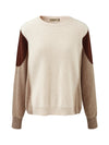 COMOBOCA 100% Cashmere Women's Color Block Round Neck Knit Sweater