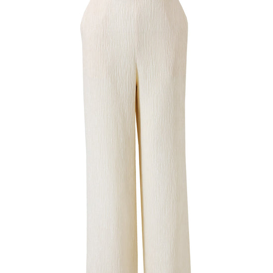 COMOBOCA Women's Elastic Waistband Crinkled Wide Leg Pants