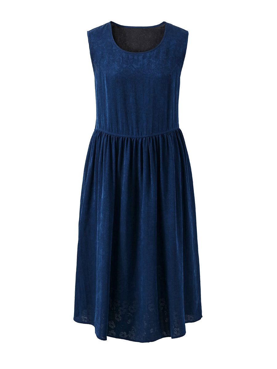 COMOBOCA 100% Mulberry Silk Women's Sleeveless Midi Dress