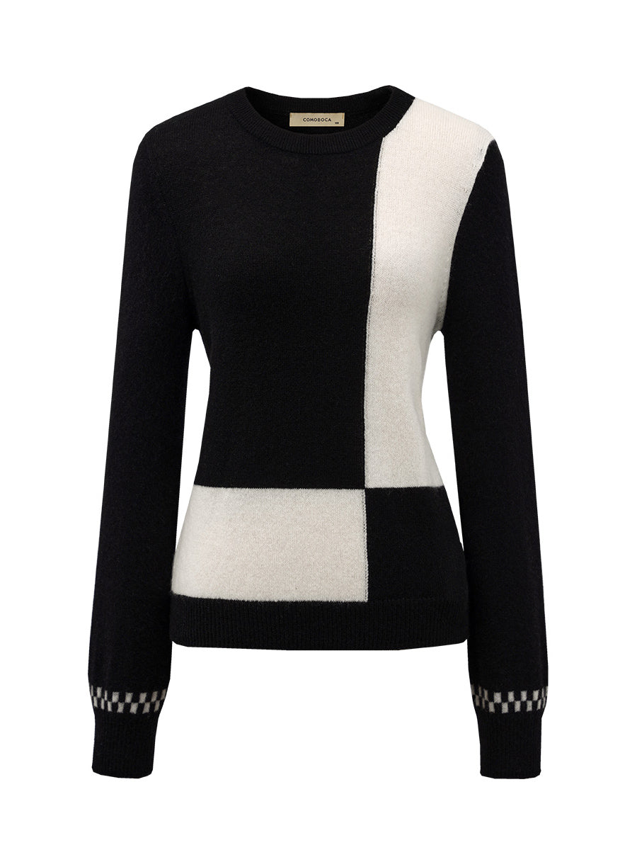 COMOBOCA 100% Cashmere Women's Round Neck Knit Sweater