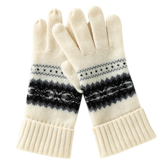COMOBOCA Multicolor 100% Cashmere Soft Knit Gloves with Nordic Design