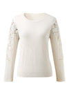 COMOBOCA Women's Lace Sleeve Round Neck Sweater