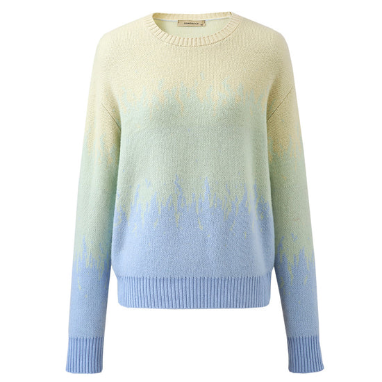COMOBOCA 100% Cashmere Women's Ombre Gradient Color Knit Sweater