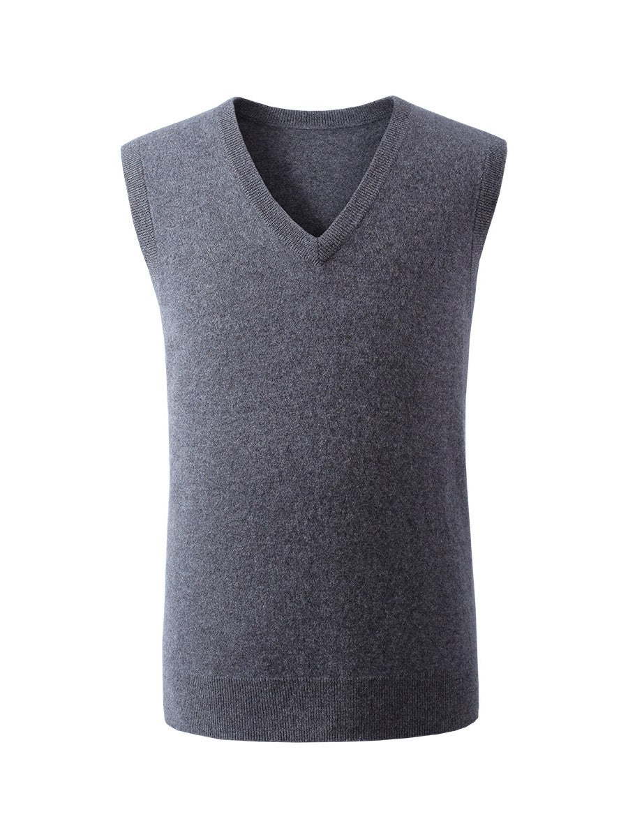COMOBOCA 100% Cashmere Men's V-Neck Vest