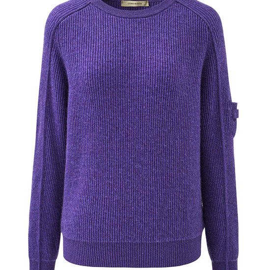 COMOBOCA 100% Cashmere Women's Ribbed Round Neck Sweater