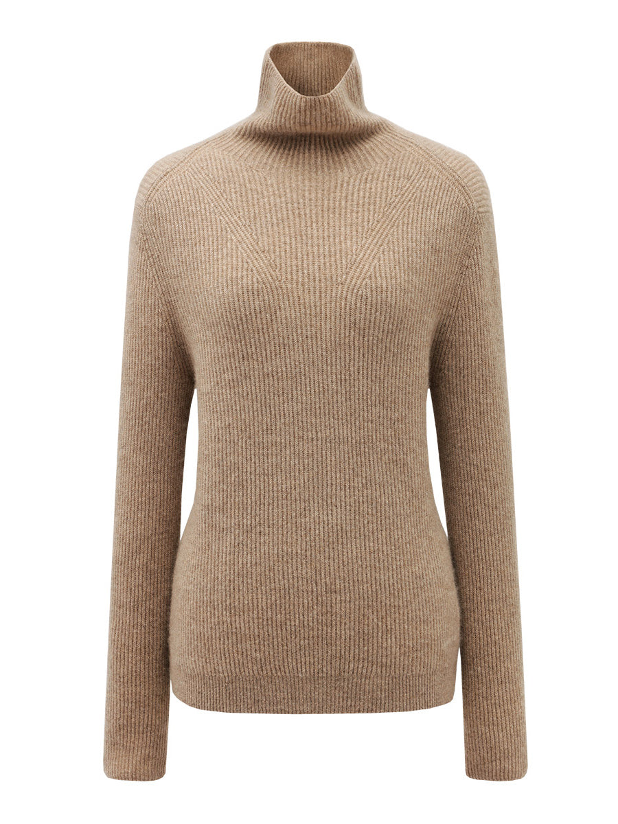 COMOBOCA CAMEL 100% Cashmere Women's Turtleneck Knit Sweater