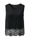 COMOBOCA Women's Chic Lace-Trimmed V-Neck Tank Top