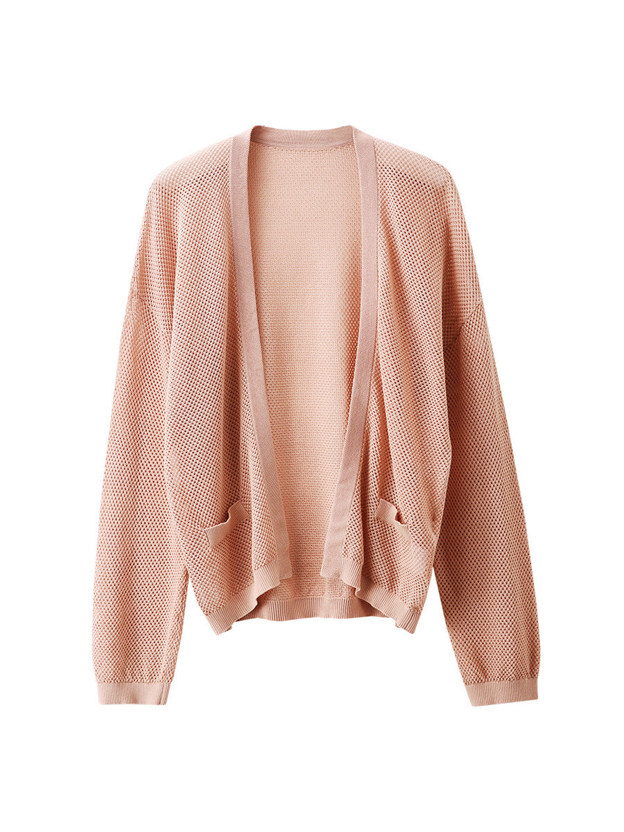 COMOBOCA Women's Open Front Mesh Knit Cardigan