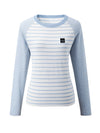 COMOBOCA Women's Cotton Silk Striped Smiley Patch T-Shirt Knit Sweater