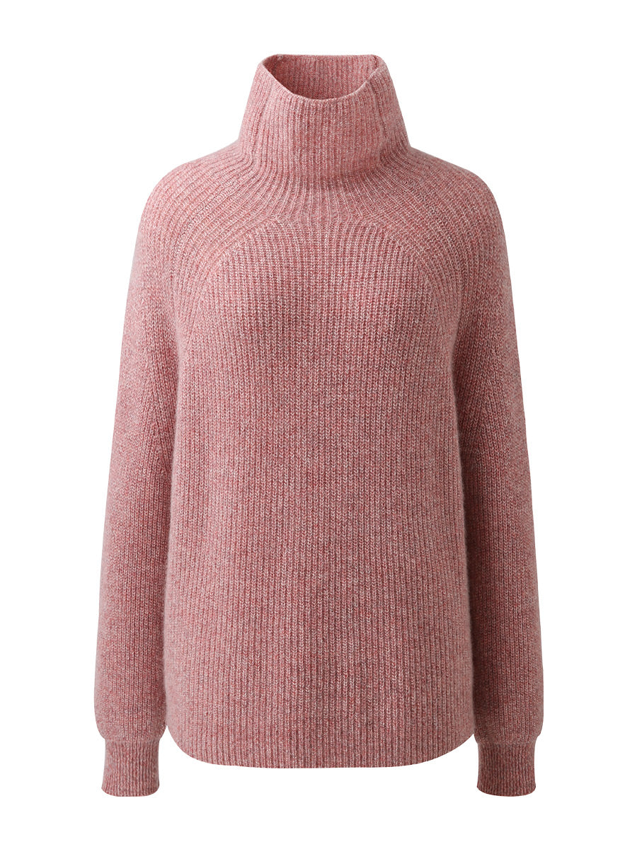 COMOBOCA 100% Cashmere Women's Ribbed Turtleneck Sweater