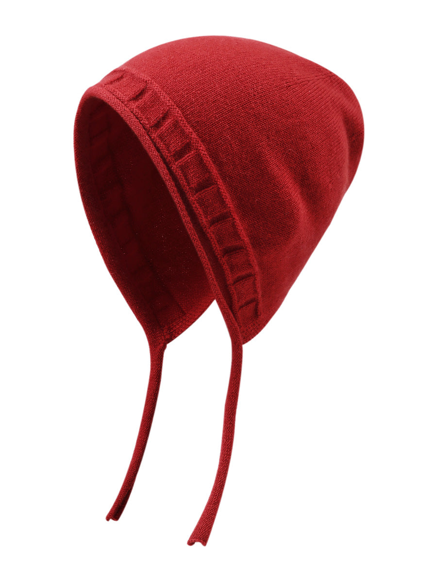 COMOBOCA 100% Cashmere Women's Knit Beanie with Ties