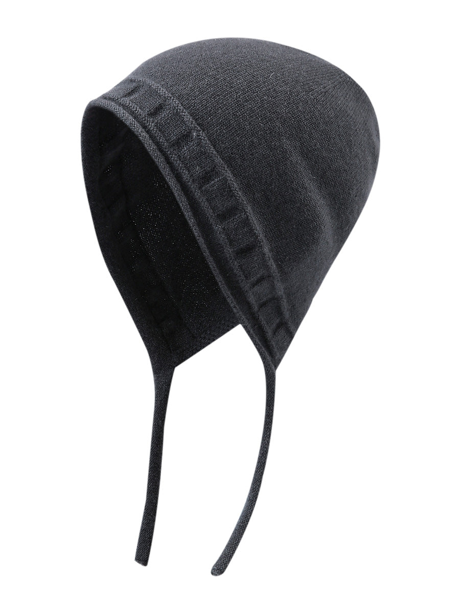 COMOBOCA 100% Cashmere Women's Knit Beanie with Ties