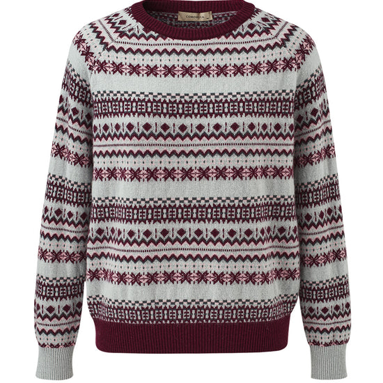 COMOBOCA 100% Cashmere Women's Fair Isle Round Neck Knit Sweater