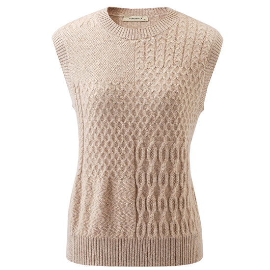 COMOBOCA 100% Cashmere Women's Knitted Sleeveless Sweater Vest