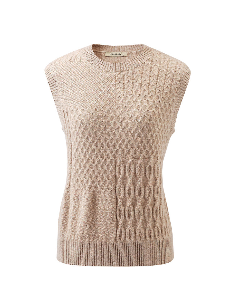 COMOBOCA 100% Cashmere Women's Knitted Sleeveless Sweater Vest