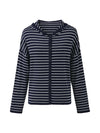 COMOBOCA Women's Striped Button Hooded Cardigan