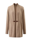 COMOBOCA 100% Cashmere Women's Leather Buckle Knit Coat