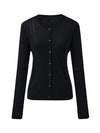 COMOBOCA Women's Button-Up Cardigan with Cable Knit Detail