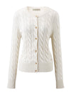 COMOBOCA 100% Cashmere Women's Cable Knit Button Cardigan