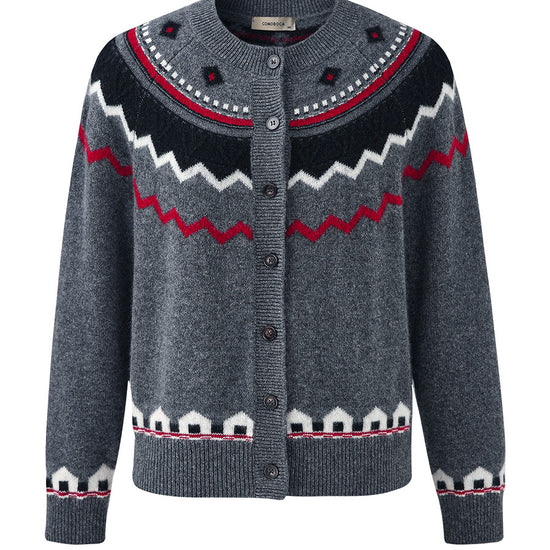 COMOBOCA 100% Cashmere Women's Fair Isle Button Down Cardigan