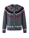 COMOBOCA 100% Cashmere Women's Fair Isle Button Down Cardigan