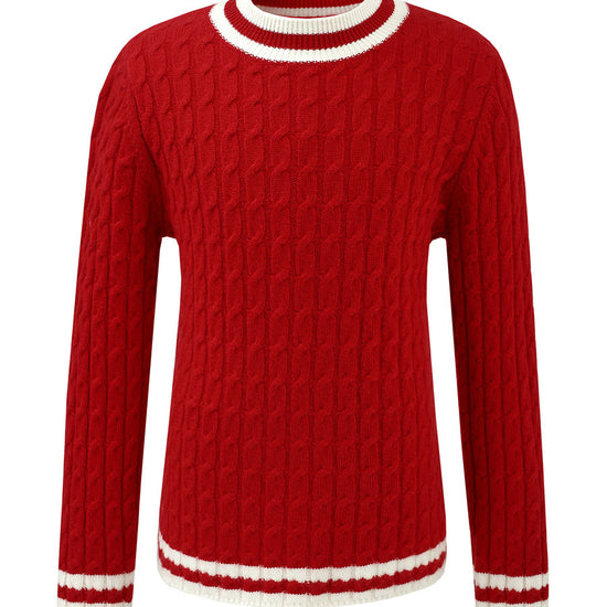 COMOBOCA 100% Wool Kids' Cable Knit Round Neck Sweater
