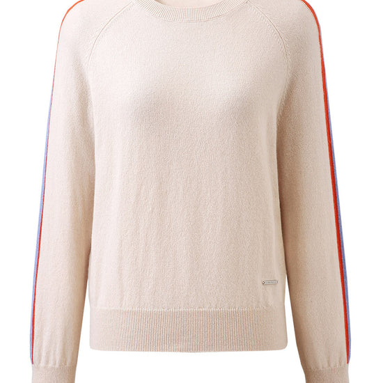 COMOBOCA 100% Cashmere Women's Colorful Side Stripes Knit Sweater