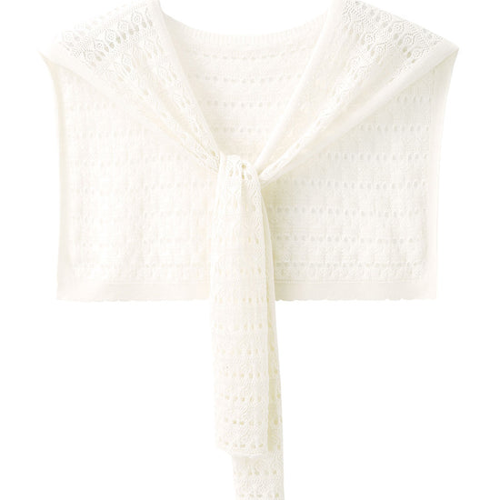 COMOBOCA Women's Tie-Front Lace Knit Shawl