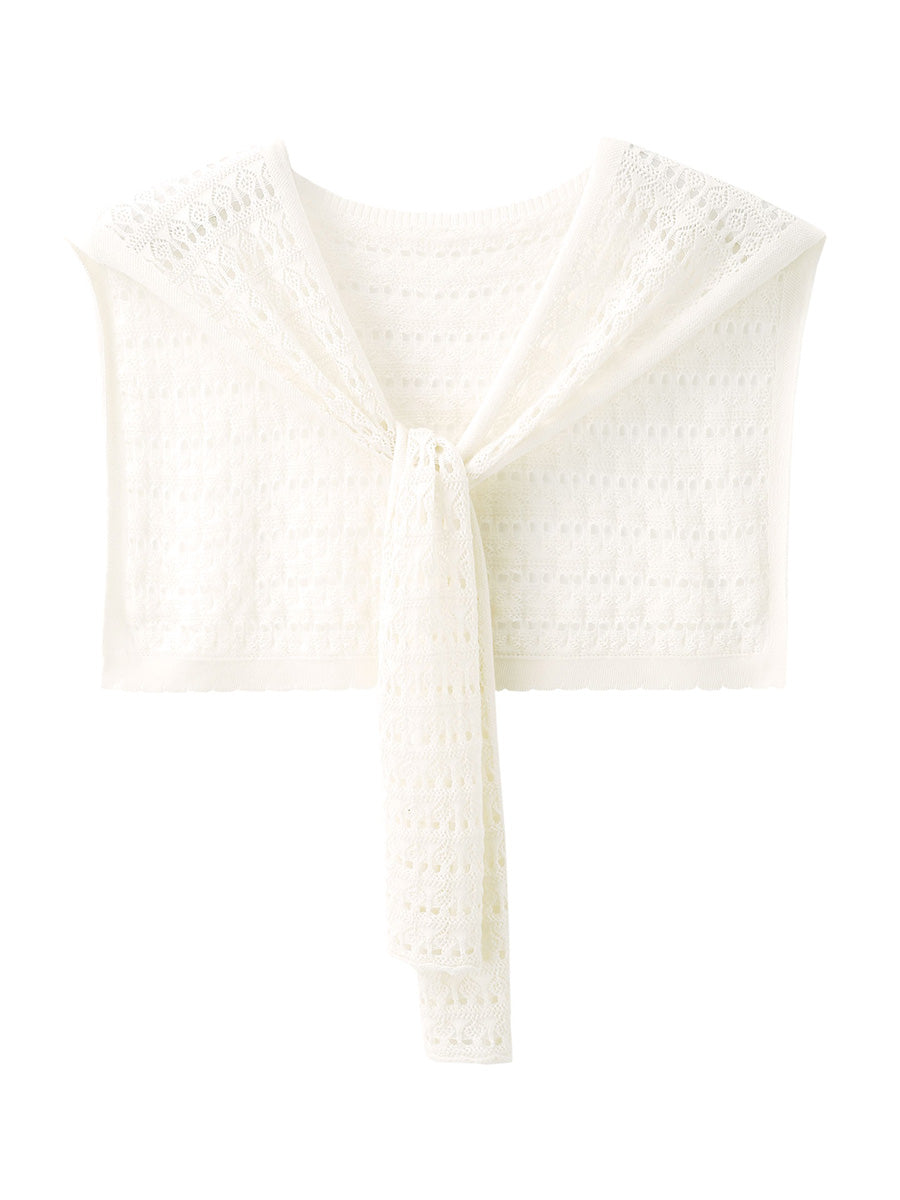 COMOBOCA Women's Tie-Front Lace Knit Shawl