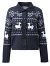 COMOBOCA 100% Wool Women's Reindeer Knit Cardigan