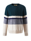 COMOBOCA 100% Wool Kids' Round Neck Striped Sweater