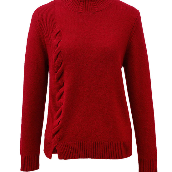 COMOBOCA 100% Cashmere Women's Ribbed Cable Knit Sweater