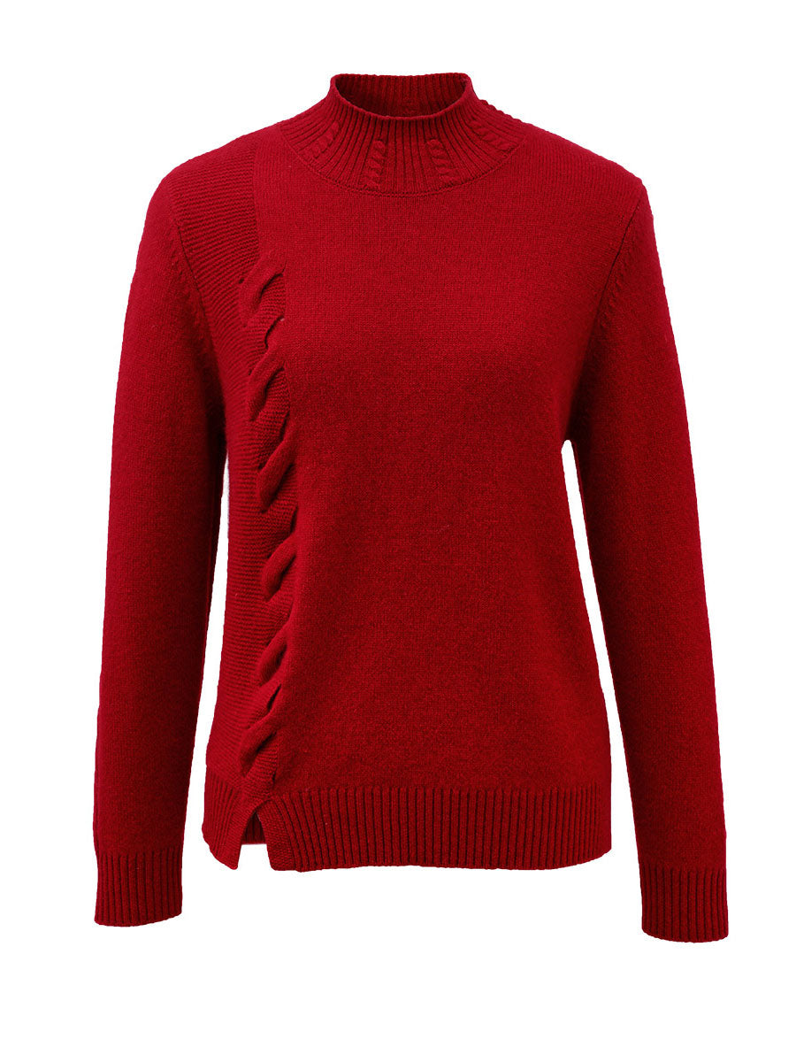 COMOBOCA 100% Cashmere Women's Ribbed Cable Knit Sweater