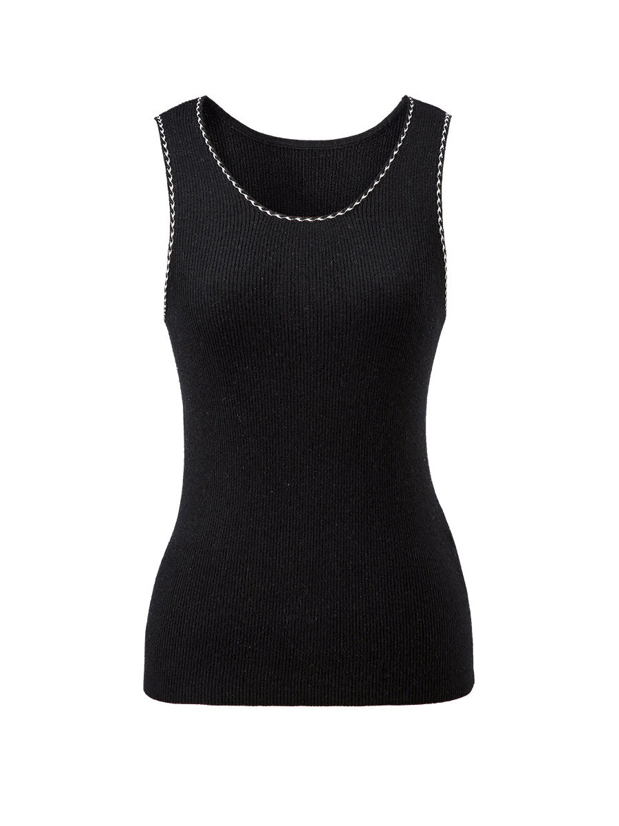 COMOBOCA 100% Wool Women's Sleek Ribbed Knit Tank Top