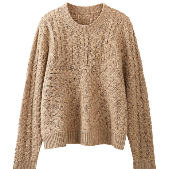 COMOBOCA 100% Cashmere Women's Chunky Cable Knit Sweater
