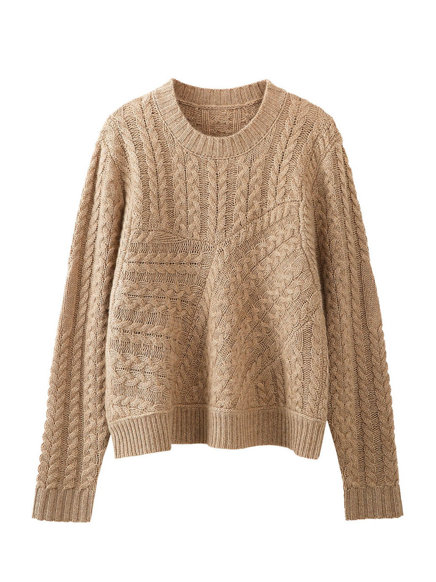 COMOBOCA 100% Cashmere Women's Chunky Cable Knit Sweater