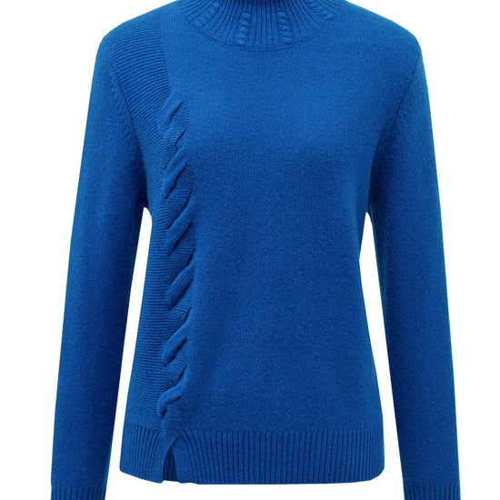 COMOBOCA 100% Cashmere Women's Ribbed Cable Knit Sweater