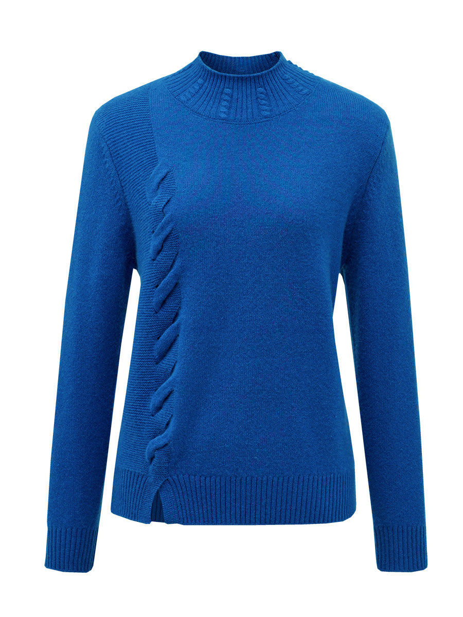 COMOBOCA 100% Cashmere Women's Ribbed Cable Knit Sweater