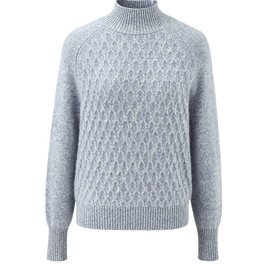 COMOBOCA 100% Cashmere Women's Cable Knit Mock Neck Sweater