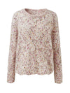 COMOBOCA Women's Speckled Lace Knit Round Neck Sweater