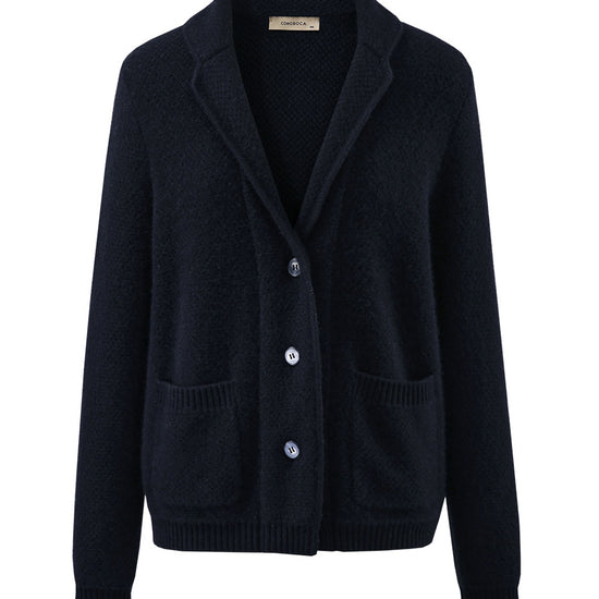 COMOBOCA 100% Cashmere Women's Blazer Collar Cardigan