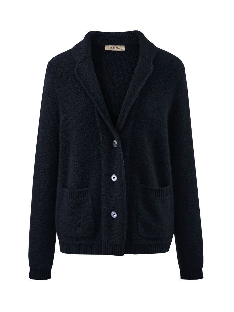 COMOBOCA 100% Cashmere Women's Blazer Collar Cardigan