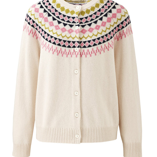 COMOBOCA 100% Wool Women's Fair Isle Inspired Button Down Cardigan