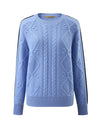 COMOBOCA Light Blue 100% Cashmere Women's Crew Neck Intarsia Knit Sweater