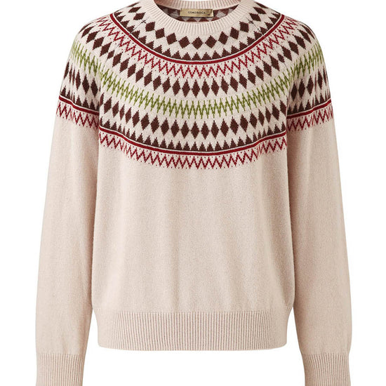 COMOBOCA 100% Wool Women's Geometric Fair Isle Knit Sweater