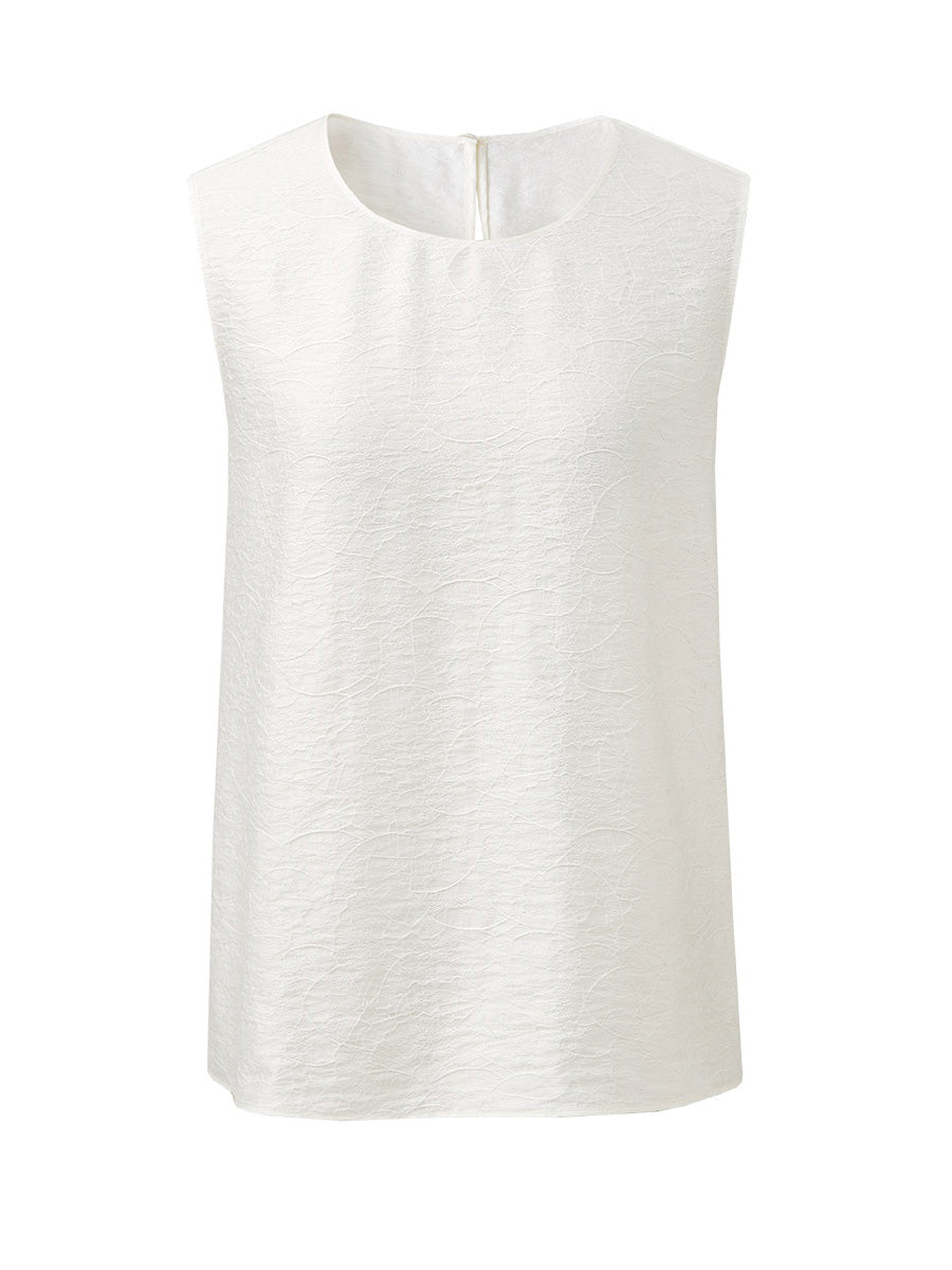 COMOBOCA Women's Textured Back Keyhole Tank Top