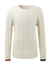 COMOBOCA 100% Wool Kids' Cable Knit Round Neck Sweater