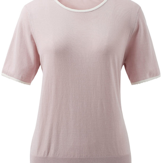 COMOBOCA Women's Contrast Trim Knit T-Shirt