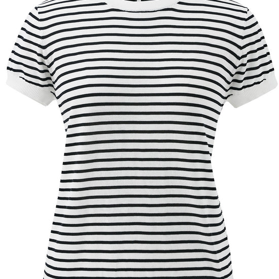 COMOBOCA Women's Striped Button Back T-Shirt